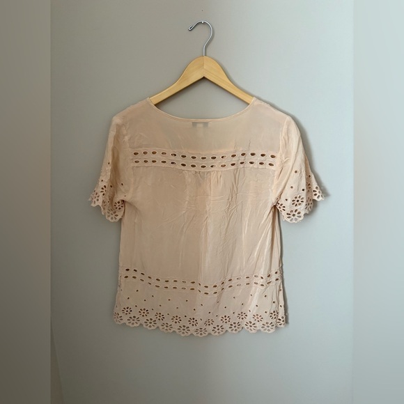 J Crew Elegant Tan Eyelet Women's Top Size 2 - Picture 5 of 5